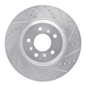 Buick Lucerne Brake Rotor (1) - Front Right - R1 Concepts - Drilled & Slotted - Silver - `06-`16